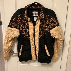 Vintage Active Frontier Cheetah Print Windbreaker Jacket